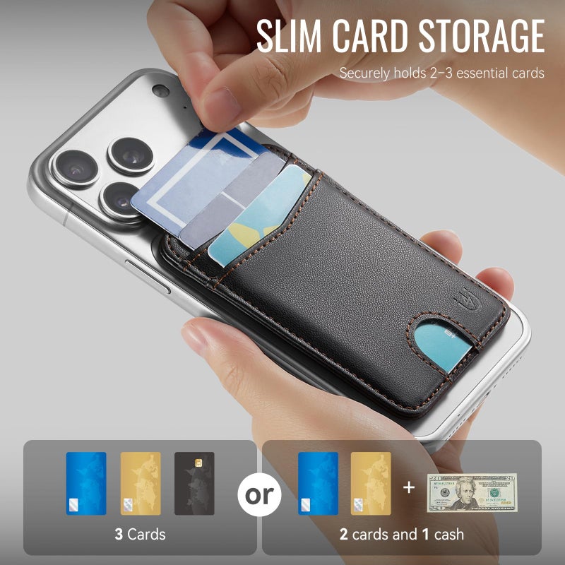 Usroom for Magsafe Wallet Magnetic Card Holder RFID Blocking, Strong Magnet Slim Wallet Stick on Phones and Cases for iPhone 17/16/15/14/13/12/ Pro/Max/Plus, Black - Image 3