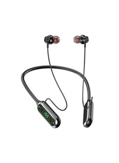 Bluetooth Headset For Apple Huawei Xiaomi Sports Noise Reduction Private Model Neck Hanging Super Long Standby-Color:088 In-ear Black + Bare Metal