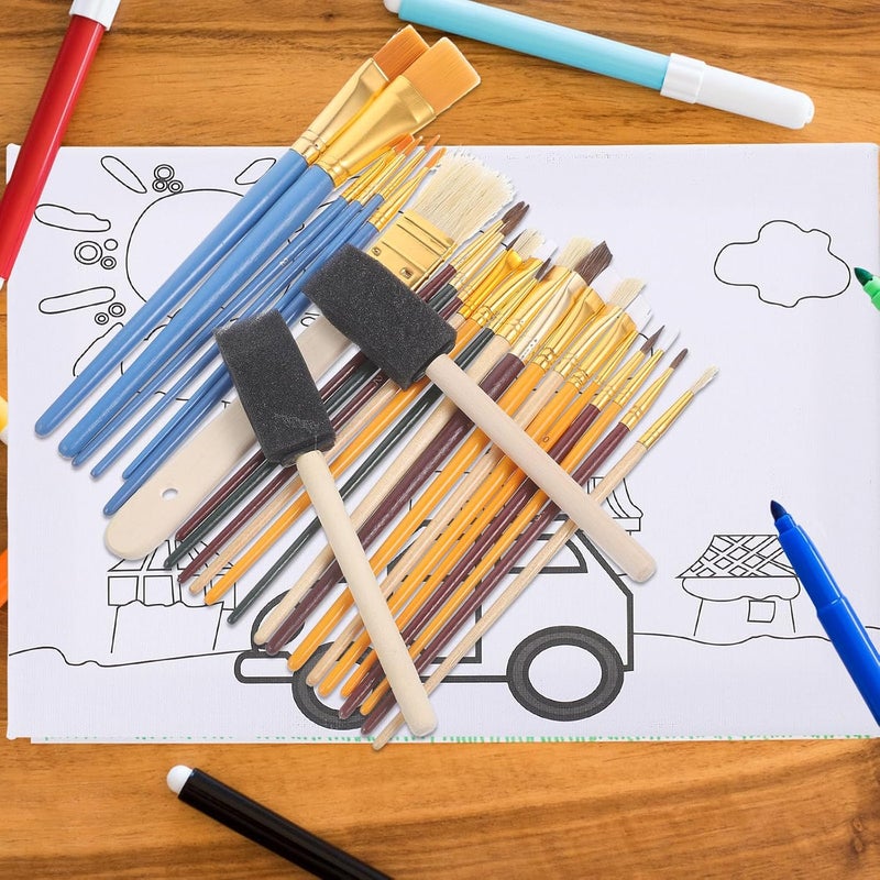 مجموعة فرشاشات متعددة الوظائف تتكون من 25 قطعة، مناسبة لرسم الزيت والألوان المائية، تتميز بمقاومة التآكل ومقابض مريحة ومصممة بشكل إيكولوجي، مناسبة للقماش وأعمال الفن الحرفي، تحتوي على فرشاشات مزودة بإسفنج ومقابض مريحة. - Image 5