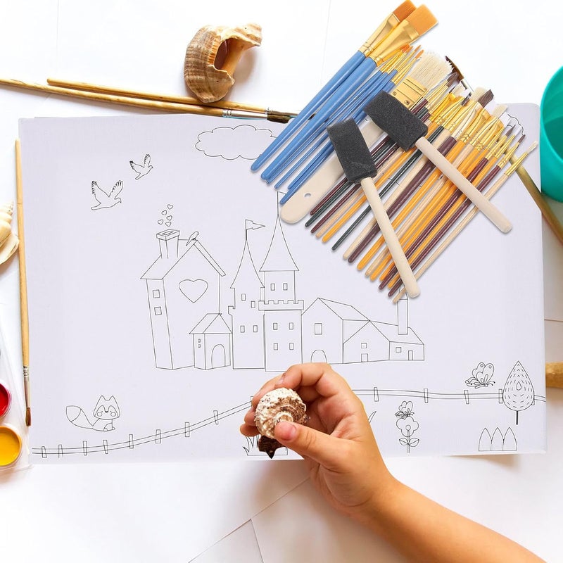 مجموعة فرشاشات متعددة الوظائف تتكون من 25 قطعة، مناسبة لرسم الزيت والألوان المائية، تتميز بمقاومة التآكل ومقابض مريحة ومصممة بشكل إيكولوجي، مناسبة للقماش وأعمال الفن الحرفي، تحتوي على فرشاشات مزودة بإسفنج ومقابض مريحة. - Image 4