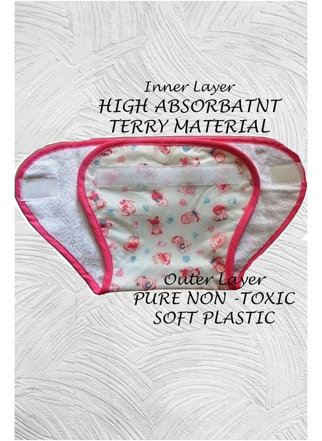 Mothers Choice Reusable Loop And Hook Pvc Nappy Diaper Training Pants Langot Waterproof Nappy For New Born Baby Outside Soft Plastic Inside Terry Cotton 36 Months (Pack Of 3 (Small))  - Image 3