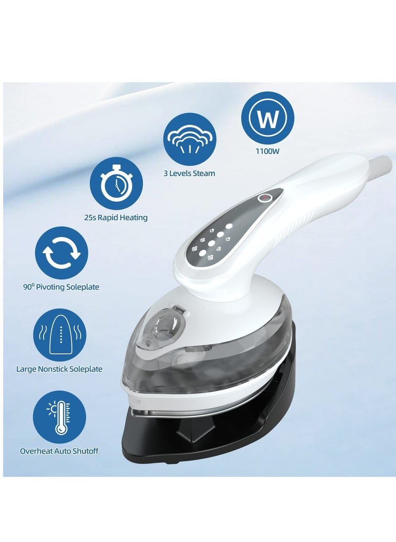 Arabest Mini Steamer Travel Iron, Portable Lightweight Steam Iron for Clothes, Iron for Dry & Wet, Ceramic Coated Soleplate, Anti Drip Clothes Iron Steam with 3 Preset Steam  - Image 2