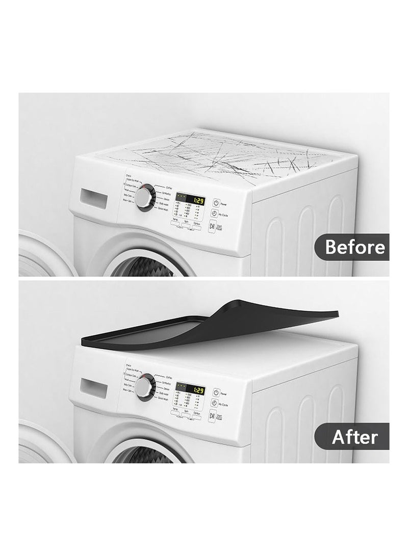 MVAQKLM  Washer and Dryer Covers for the Top,60x60CM Silicone Dust-Proof Top Protector Mat,Liquid Non Leakage Tray,Non Slip Easy to Clean Heat-Resistant Pad,Ideal for Home Kitchen Laundry Room-Black Paired with 4 anti slip pads - Image 2
