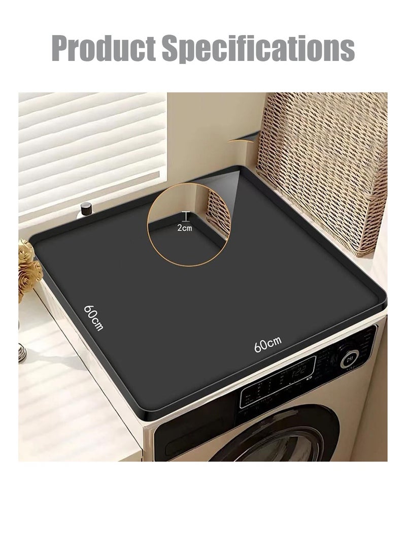 MVAQKLM  Washer and Dryer Covers for the Top,60x60CM Silicone Dust-Proof Top Protector Mat,Liquid Non Leakage Tray,Non Slip Easy to Clean Heat-Resistant Pad,Ideal for Home Kitchen Laundry Room-Black Paired with 4 anti slip pads - Image 5