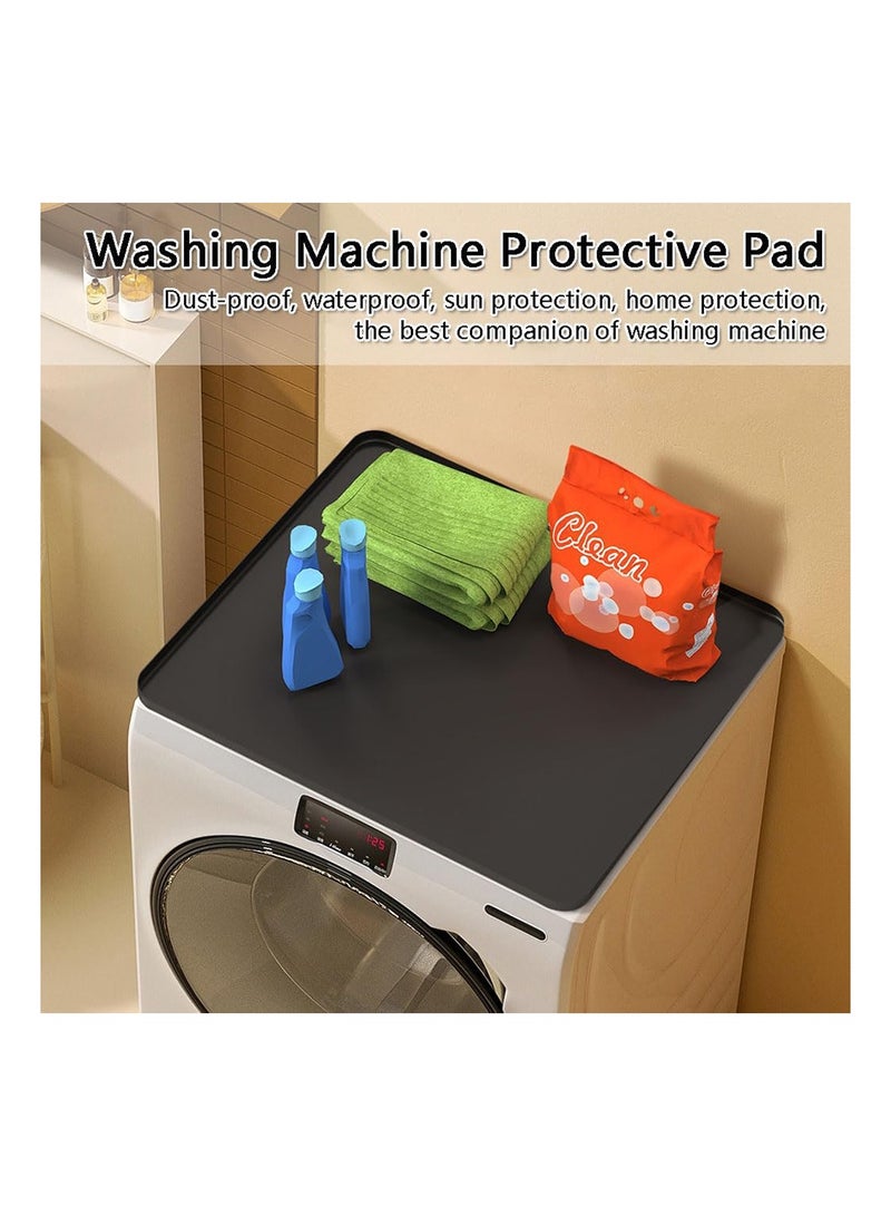 MVAQKLM  Washer and Dryer Covers for the Top,60x60CM Silicone Dust-Proof Top Protector Mat,Liquid Non Leakage Tray,Non Slip Easy to Clean Heat-Resistant Pad,Ideal for Home Kitchen Laundry Room-Black Paired with 4 anti slip pads - Image 3