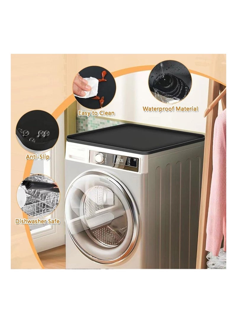 MVAQKLM  Washer and Dryer Covers for the Top,60x60CM Silicone Dust-Proof Top Protector Mat,Liquid Non Leakage Tray,Non Slip Easy to Clean Heat-Resistant Pad,Ideal for Home Kitchen Laundry Room-Black Paired with 4 anti slip pads - Image 4