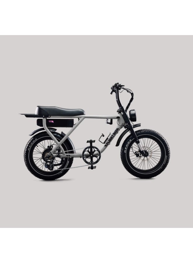 Flight Risk FR505 Electric Bike in Silver with 500W Max Power Output, Front Suspension, 2-Piston Tektro Hydraulic Disc Brakes, GPS Tracking, Geofencing & Blinkers - Image 1