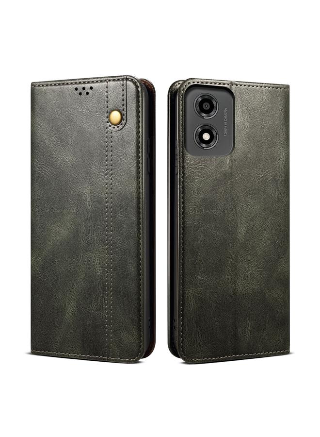 اس-توب جراب لهاتف موتورولا موتو E14 مصنوع من الجلد بنمط شمع الزيت وحصان مجنون - Image 1