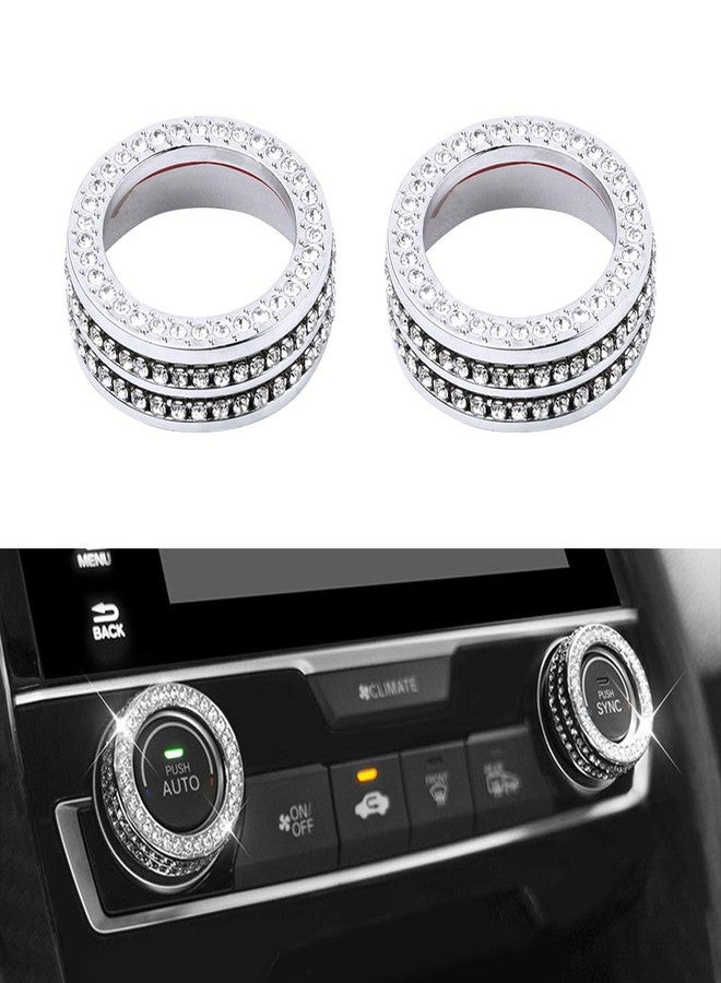 LECART for Honda Civic Bling Car Accessories AC Knob Covers Auto Interior Bling Decor Crystal Metal Cover Trim Cute Decoration Compatible for Honda 10th Gen Civic 2016 2017 2018 2019 2020 2021 - Image 1