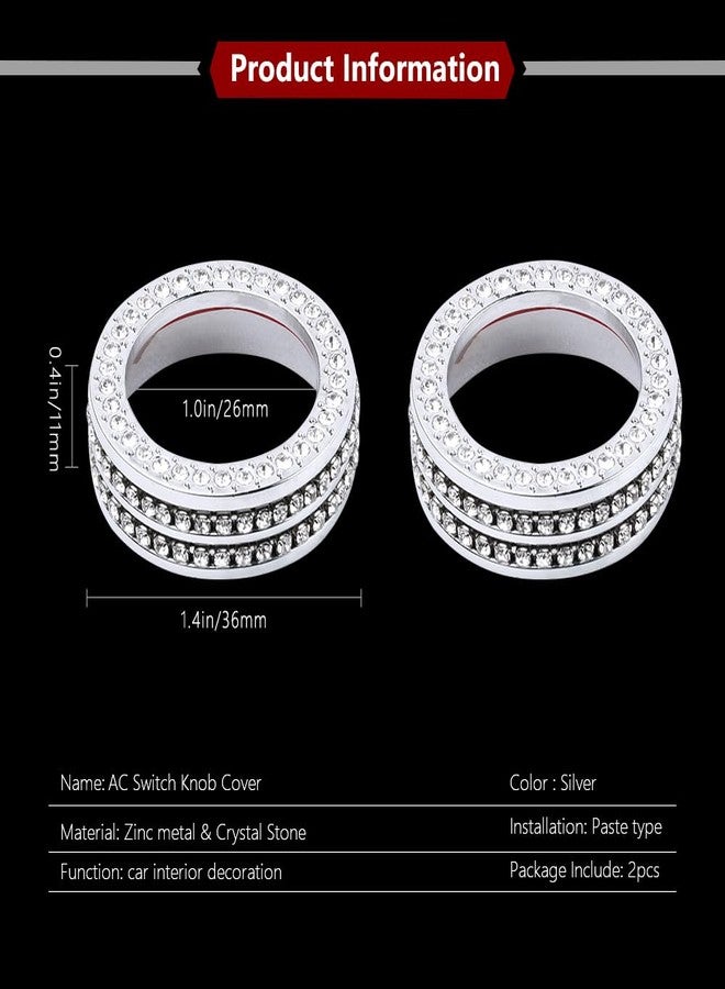 LECART for Honda Civic Bling Car Accessories AC Knob Covers Auto Interior Bling Decor Crystal Metal Cover Trim Cute Decoration Compatible for Honda 10th Gen Civic 2016 2017 2018 2019 2020 2021 - Image 3
