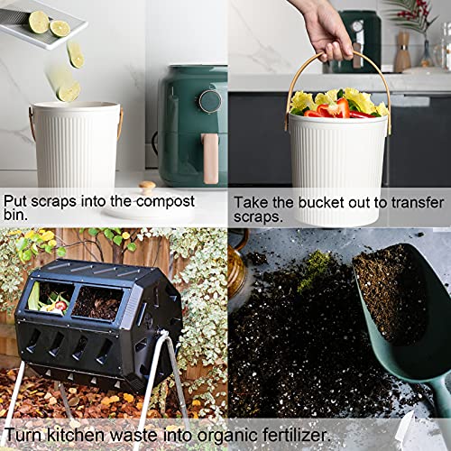 LALASTAR Countertop Compost Bin with Lid, Made of Sustainable Bamboo Fiber, Odorless Kitchen Compost Bucket, 1 Gallon, Cream - Image 5
