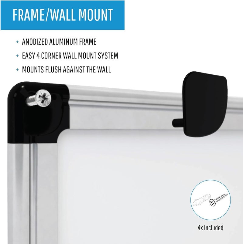 MasterVision Magnetic Dry Erase Monthly Calendar Planner Push Pin Corkboard Combo with Marker Tray, 18" x 24", Gray Plastic Frame - Image 4