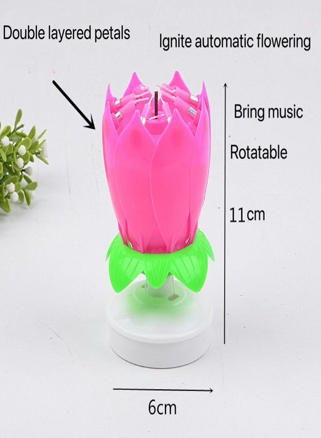 FASHION Rotating Lotus Flower Musical Candle 6 x 11centimeter  - Image 3