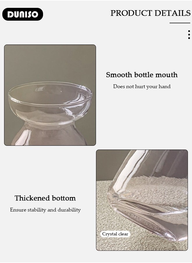 DUNISO - Glass Vases for Decor, Decorative Vases for Flowers, Aesthetic Clear Vases for Living Room Decorations, Modern Hydroponic Glass Transparent Vase Vase for Dining Table Home Decor - Image 1