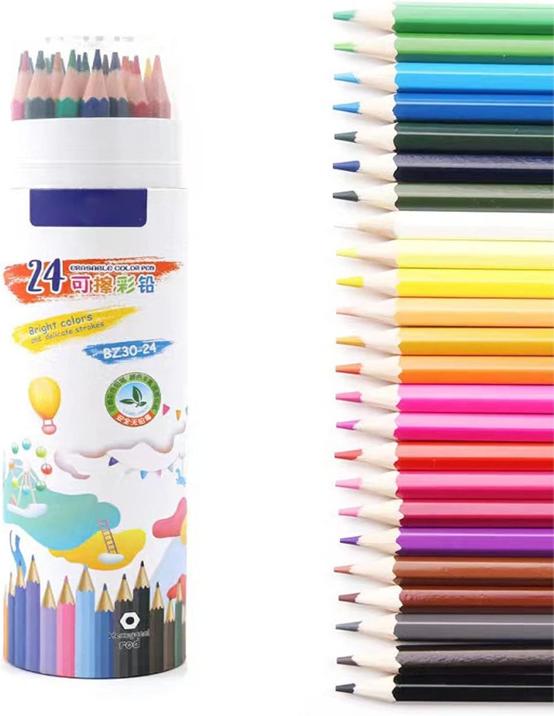 Children's Drawing Roll, Coloring Paper Roll for Kids, 120 * 11.8 Inch Drawing Paper Roll DIY Painting Drawing Paper, Sticky Color Filling Paper Early Educational Toys (24 Colored Pencils) - Image 1