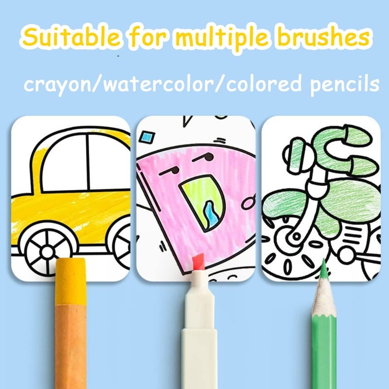 Children's Drawing Roll, Coloring Paper Roll for Kids, 120 * 11.8 Inch Drawing Paper Roll DIY Painting Drawing Paper, Sticky Color Filling Paper Early Educational Toys (24 Colored Pencils) - Image 4
