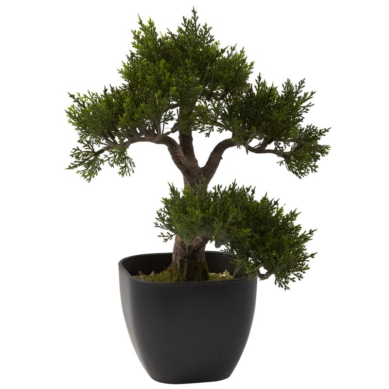Nearly Natural 4966 Cedar Bonsai Artificial Tree 15Inch Green