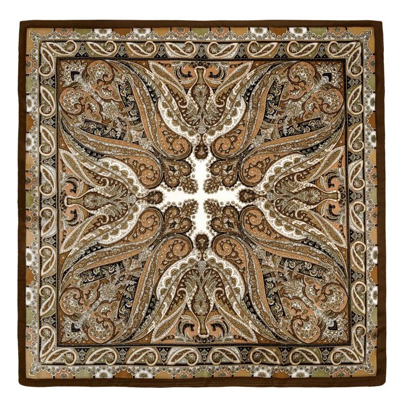 GERINLY Silk Square Scarf with Paisley Prin Boho Neck Wrap for Men Italian Scarves Cravat Bufandas para Hombres Western (R-Gold) - Image 2