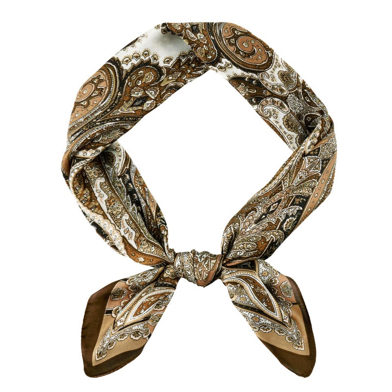 GERINLY Silk Square Scarf with Paisley Prin Boho Neck Wrap for Men Italian Scarves Cravat Bufandas para Hombres Western (R-Gold) - Image 1