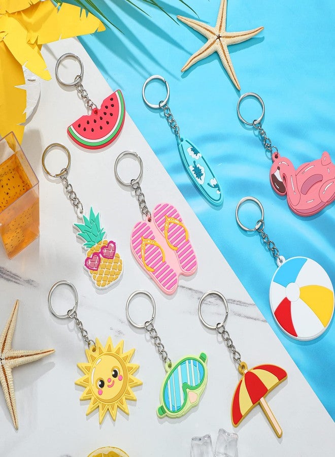 Yinkin 36 Pcs Summer Party Keychains Beach Flamingo Pineapple Turtle Surfboard Keychain for Summer Pool Theme Favor Luau Tropical Hawaiian Sea Party Supplies, 9 Styles(Pool Style) - Image 4