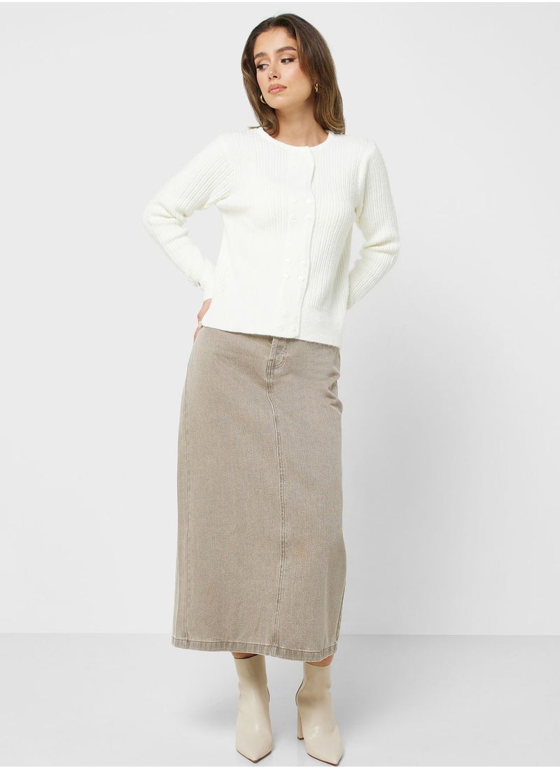 ELLA - Ribbed Button Down Cardigan - Image 1
