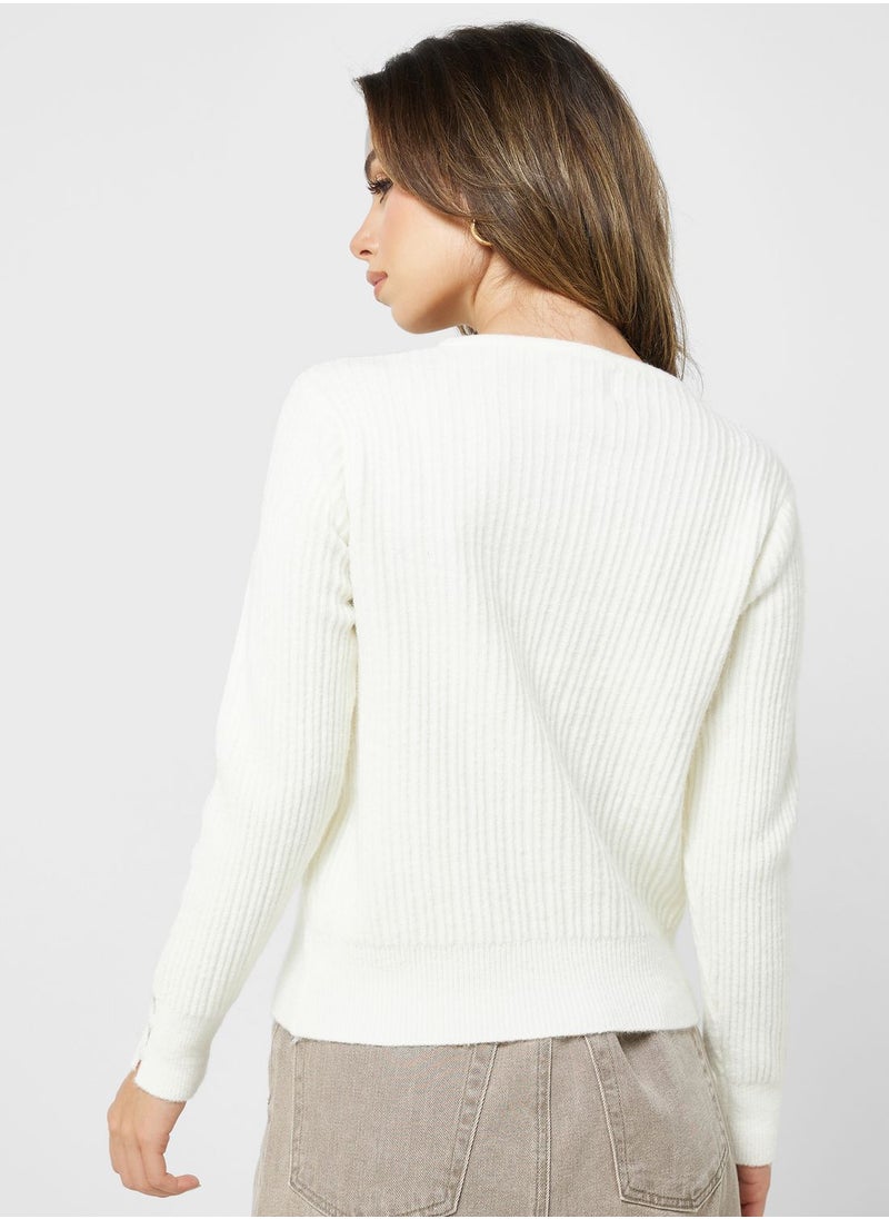 ELLA - Ribbed Button Down Cardigan - Image 1