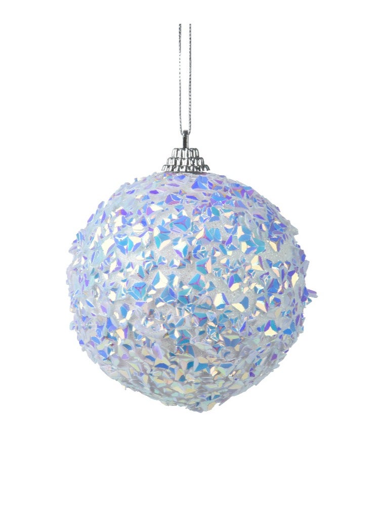 Kaemingk - Kaemingk Christmas Bauble Foam Glitters White 8Cm, 1 Piece - Image 1