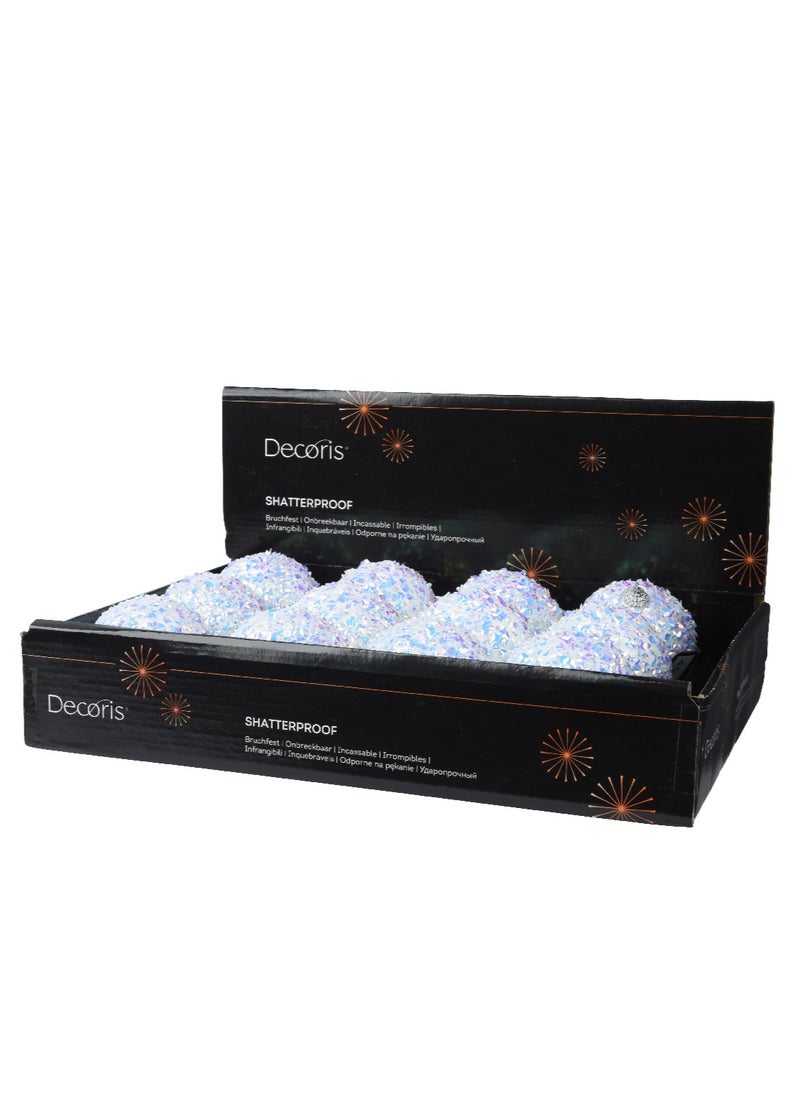 Kaemingk - Kaemingk Christmas Bauble Foam Glitters White 8Cm, 1 Piece - Image 1