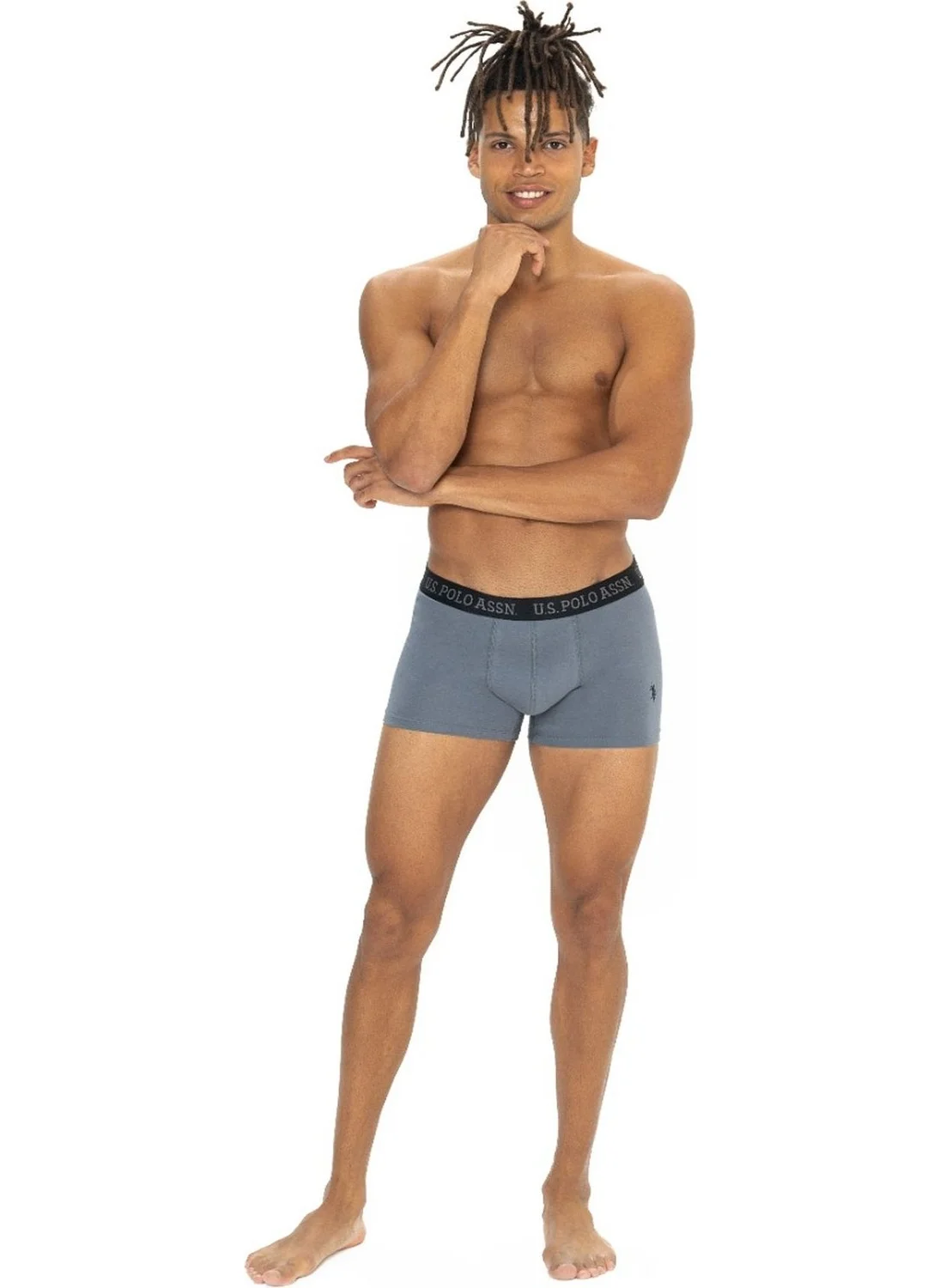 يو اس بولو اسن 80542 Men's Cotton 3-Pack Boxer-Black&Anthracite&Printed