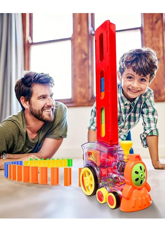 Generic Domino Train, 80 Pcs Domino Blocks Set Plastic Kids Domino Construction 4 Color Children Creative Toy Game Educational Play  - Image 5