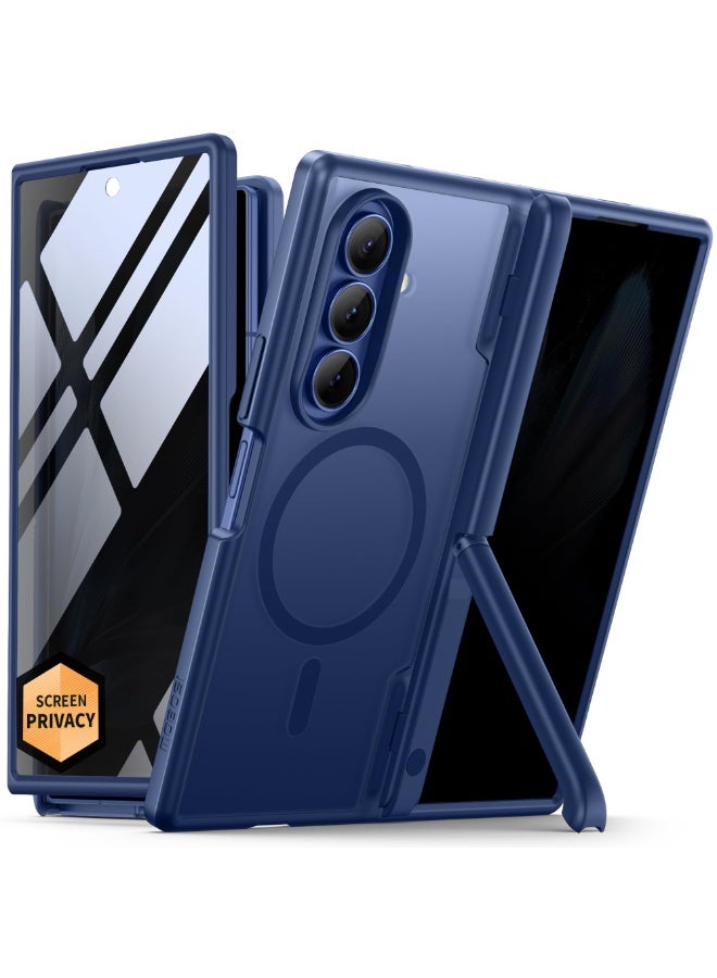 موبوسي جراب سامسونج جالاكسي زد فولد 7 مع واقي شاشة خصوصية، حامل مخفي غير مرئي، متوافق مع MagSafe، حماية مفصلية كاملة تغطي الجسم بالكامل، غطاء هاتف مقاوم للصدمات، اللون أزرق - Image 1