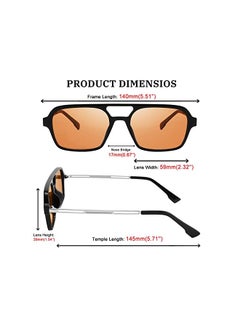 FEISEDY Vintage Square 70s Flat Pilot Sunglasses Women Men Metal Design Shades B2752  - Image 5