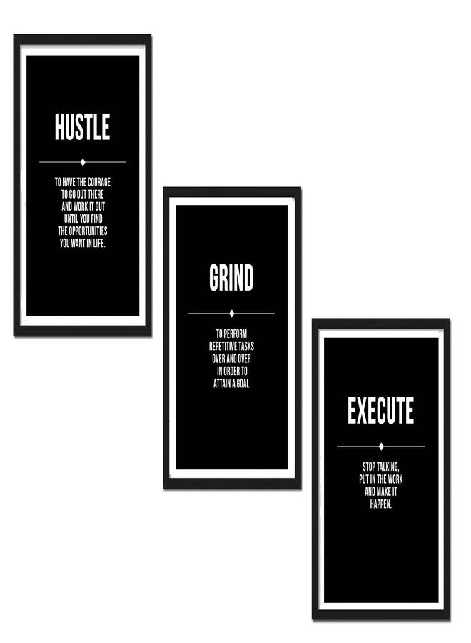 GRAY WALL Good Hope Set of 3 Hustle Grind Execute Motivational Quote Framed Poster 10x13 Inch - Inspirational Wall Art for Office, Home, Gym & Entrepreneurs | Success Mindset Decor | wall decor, living Room - Image 1