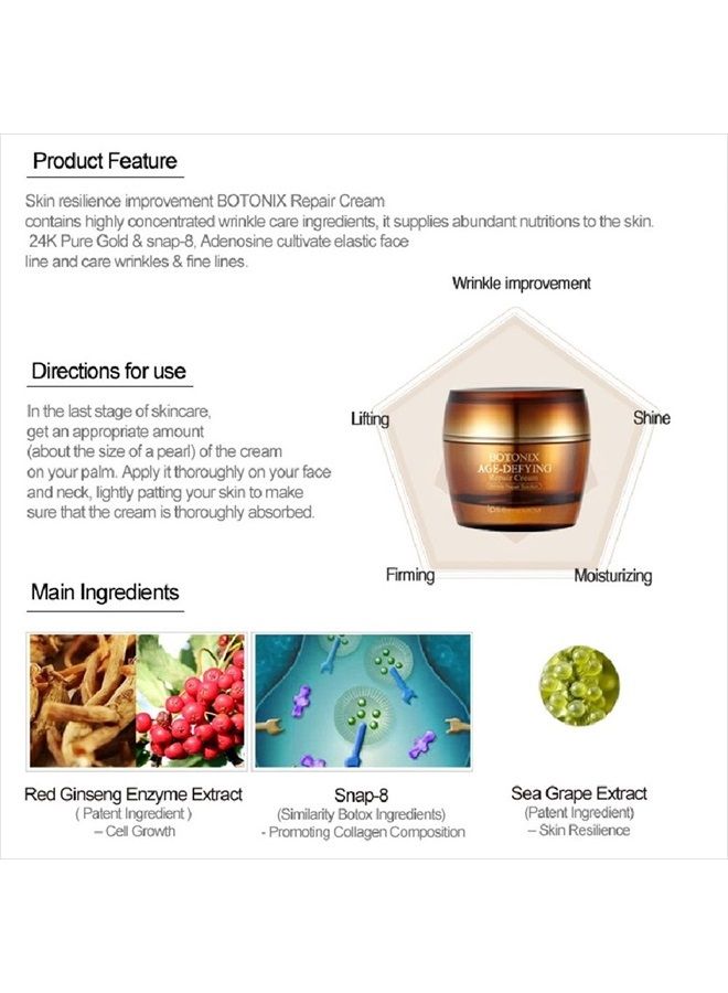 COLORcode BOTONIX Natural Age Defying Cream 24K Gold and 8 Peptides Face Lifting and Firming Bundled with 1 Pack Oil Absorbing Blotting Paper - Image 4