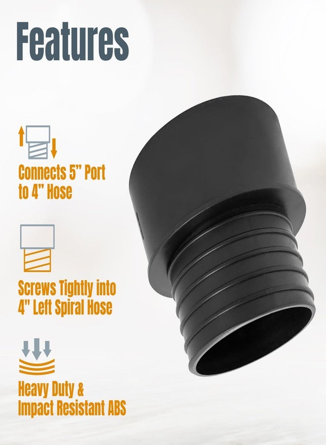 باورتيك محول توصيل سريع لجمع الغبار بخيط POWERTEC 70186، 5 × 4 بوصة، أسود - Image 3