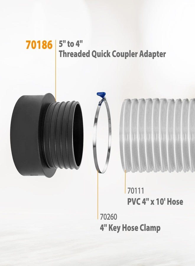 باورتيك محول توصيل سريع لجمع الغبار بخيط POWERTEC 70186، 5 × 4 بوصة، أسود - Image 4