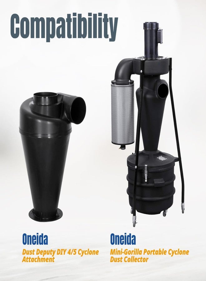 باورتيك محول توصيل سريع لجمع الغبار بخيط POWERTEC 70186، 5 × 4 بوصة، أسود - Image 5