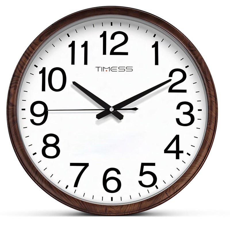 TIMESS Wall Clock, Classic Wood Style Finish, 13 Inch Non-Ticking Silent Battery Operated Analog Clock, Ideal Retro Decor for Home, Bedroom, Living Room, Kitchen, Bathroom, Office(Wood Brown) - Image 1