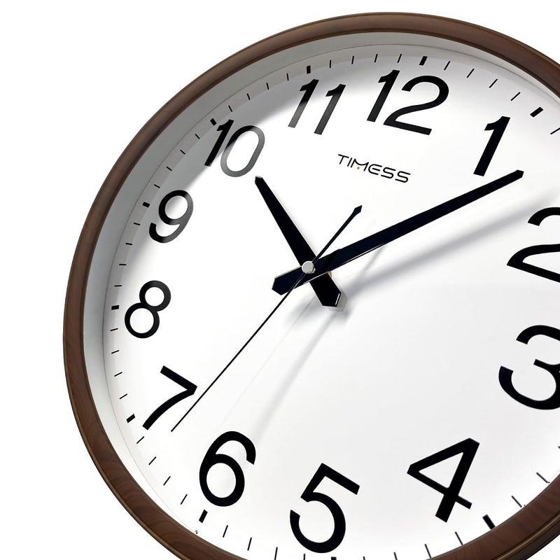 TIMESS Wall Clock, Classic Wood Style Finish, 13 Inch Non-Ticking Silent Battery Operated Analog Clock, Ideal Retro Decor for Home, Bedroom, Living Room, Kitchen, Bathroom, Office(Wood Brown) - Image 2