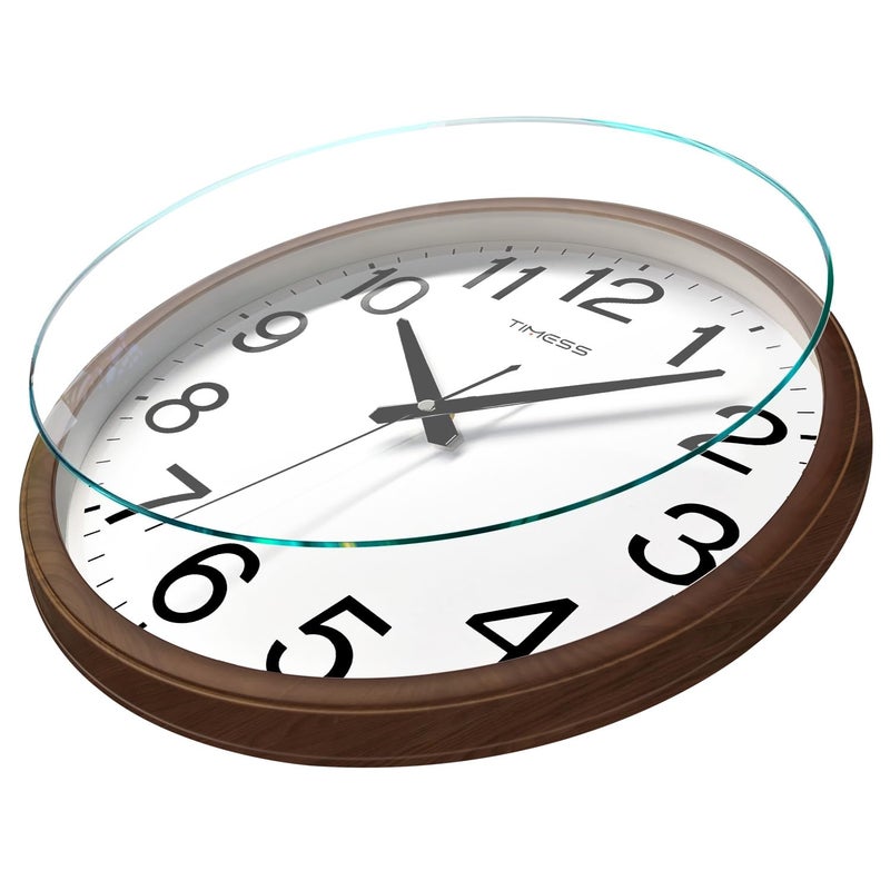 TIMESS Wall Clock, Classic Wood Style Finish, 13 Inch Non-Ticking Silent Battery Operated Analog Clock, Ideal Retro Decor for Home, Bedroom, Living Room, Kitchen, Bathroom, Office(Wood Brown) - Image 3