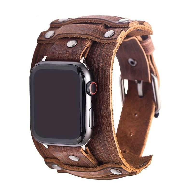 حزام سوار من الجلد الأسود لساعة Apple Watch مقاس 38 مم 40 مم 41 مم - Image 4