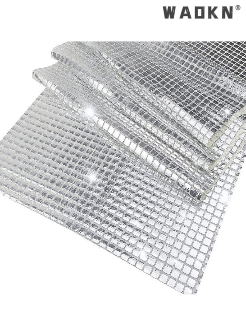 WAOKN Sparkling Silver Sequin Grid Table Runner,Exquisite Table Decor for Weddings, Parties, and Special Events,Enhances Festive Atmosphere with Glamour and Sophistication，30x180cm - Image 4