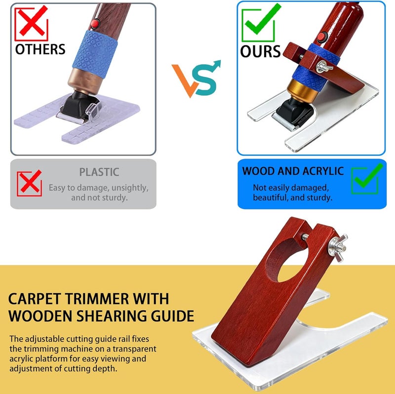 JMBay Carpet Trimmer with Shearing Guide, Electric Speed Adjustable Rug Tufting Carver Clippers, Electric Rug Shears Carpet Carving Tool for Handmade Rug Clean and Tufted Rug(with Stand Base and 2 Blades) - Image 2