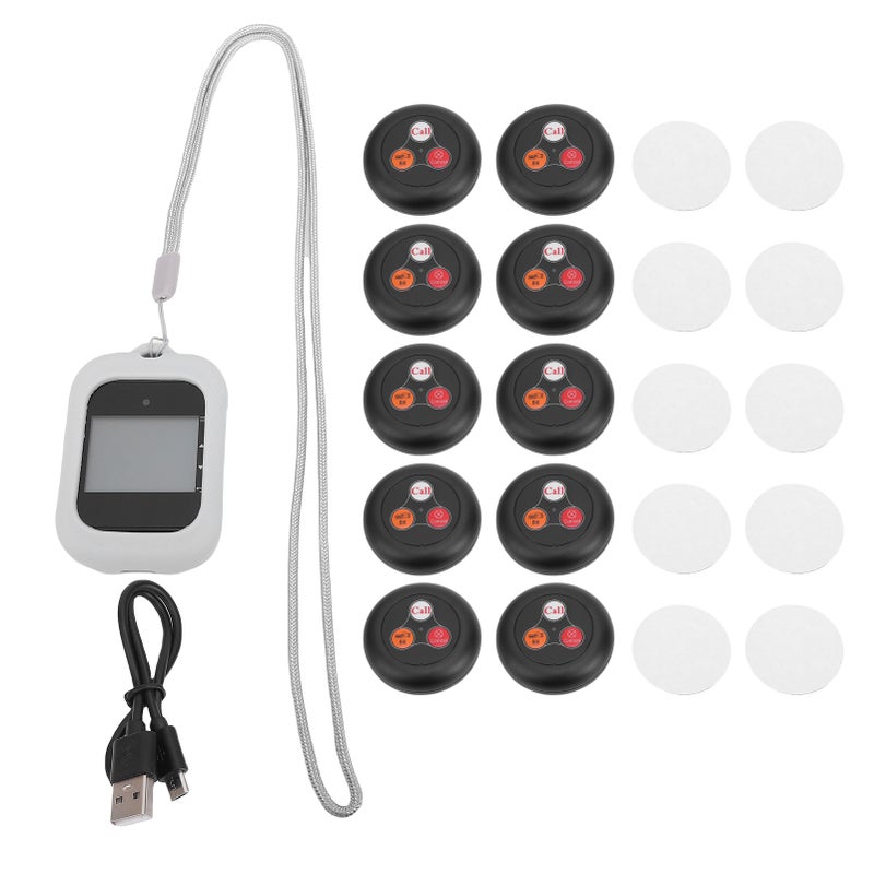 Wireless Calling System Caregiver Pager with 10 Call Buttons 1 Receiver 433.92MHz Restaurant Paging System for Clinic Nursing Home - Image 1