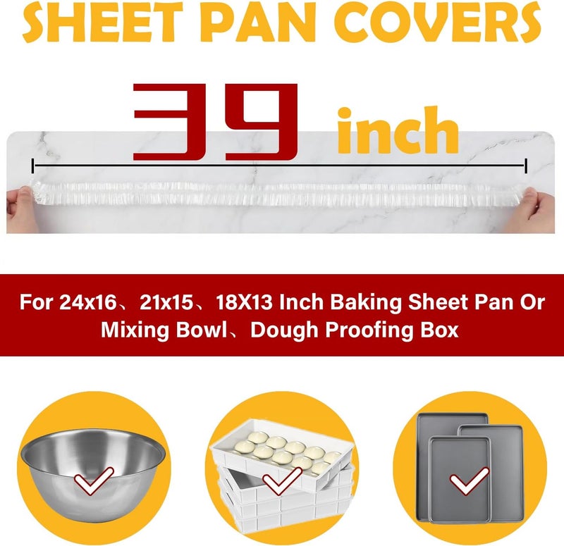 YUANSHAO 30 Pcs 39'' Large Bowl Covers for Half Sheet Pan(24x16, 21x15, 18x13 inch) and Mixing Bowl&Dough Proofing/Foil Pans,Fits Bowls up to 30",Food Covers for Outside,Elastic Sealing-Reusable - Image 3