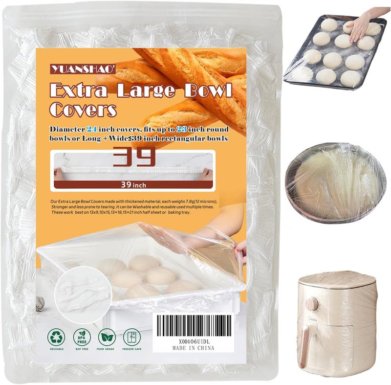 YUANSHAO 30 Pcs 39'' Large Bowl Covers for Half Sheet Pan(24x16, 21x15, 18x13 inch) and Mixing Bowl&Dough Proofing/Foil Pans,Fits Bowls up to 30",Food Covers for Outside,Elastic Sealing-Reusable - Image 1