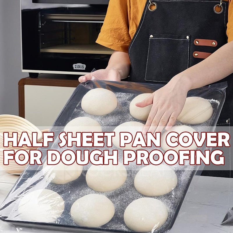 YUANSHAO 30 Pcs 39'' Large Bowl Covers for Half Sheet Pan(24x16, 21x15, 18x13 inch) and Mixing Bowl&Dough Proofing/Foil Pans,Fits Bowls up to 30",Food Covers for Outside,Elastic Sealing-Reusable - Image 5