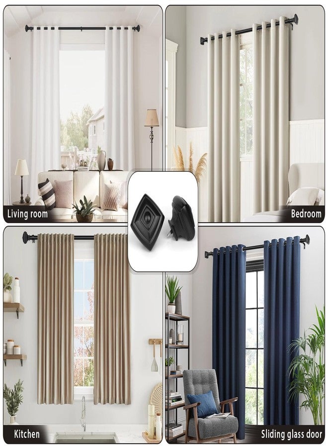 USFOOK Adjustable Curtains Rods for Windows 48 to 84 Inch, USFOOK 7/8 Inch Splicing Single Curtain Pole Set, Decorative Drapery Rods 32 to 86 Inch for Home, Black Square Finials - Image 5