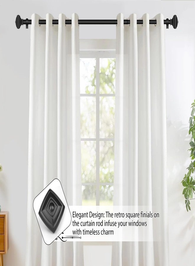 USFOOK Adjustable Curtains Rods for Windows 48 to 84 Inch, USFOOK 7/8 Inch Splicing Single Curtain Pole Set, Decorative Drapery Rods 32 to 86 Inch for Home, Black Square Finials - Image 3