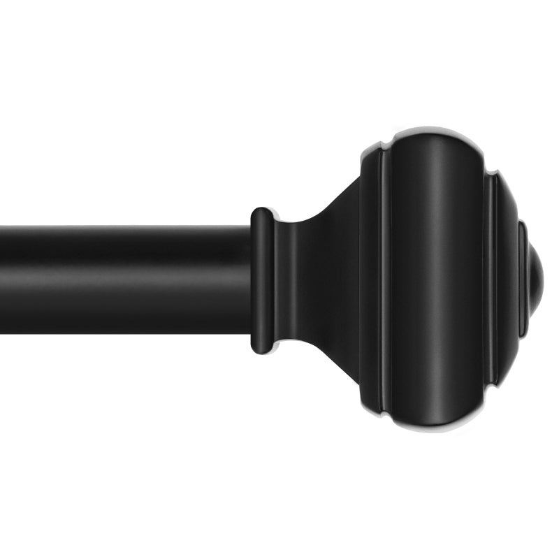 USFOOK Adjustable Curtains Rods for Windows 48 to 84 Inch, USFOOK 7/8 Inch Splicing Single Curtain Pole Set, Decorative Drapery Rods 32 to 86 Inch for Home, Black Square Finials - Image 1